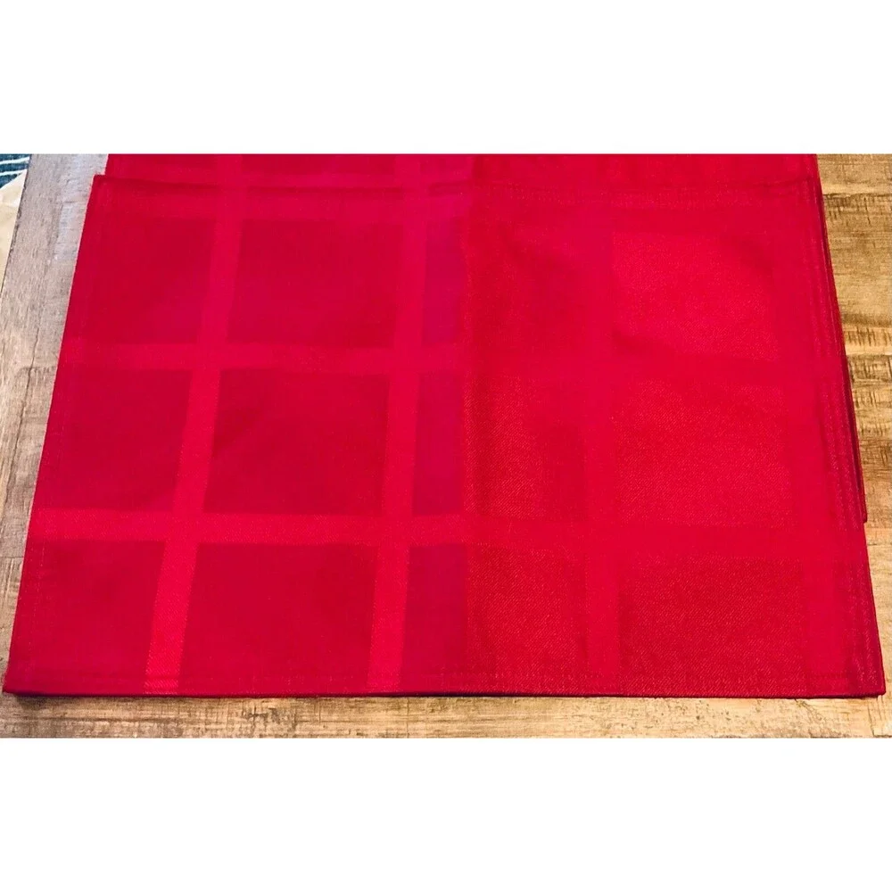 6 Red Crimson Cloth Placemats Christmas Checkered Reversible 17.75